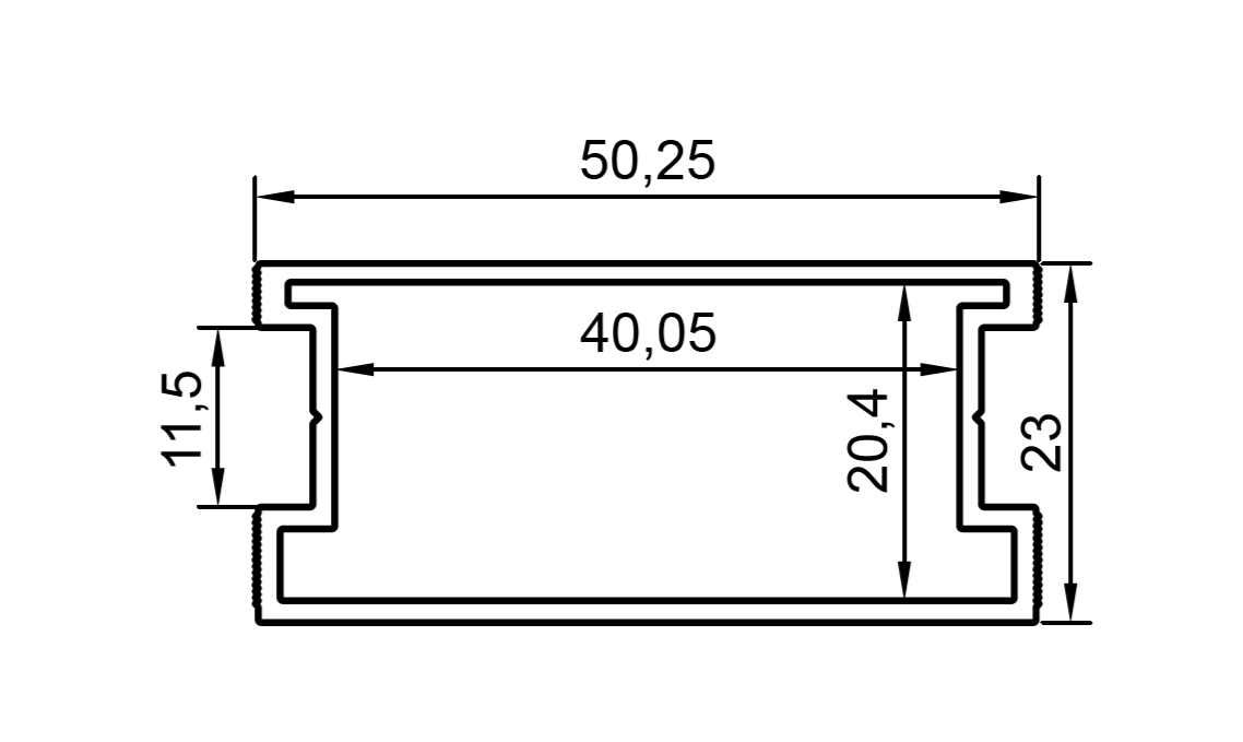 Профиль дверного полотна, алюминий, L=6100 мм, черный. Рис. 1 Профиль дверного полотна, алюминий, L=6100 мм, черный. Рис. 1
