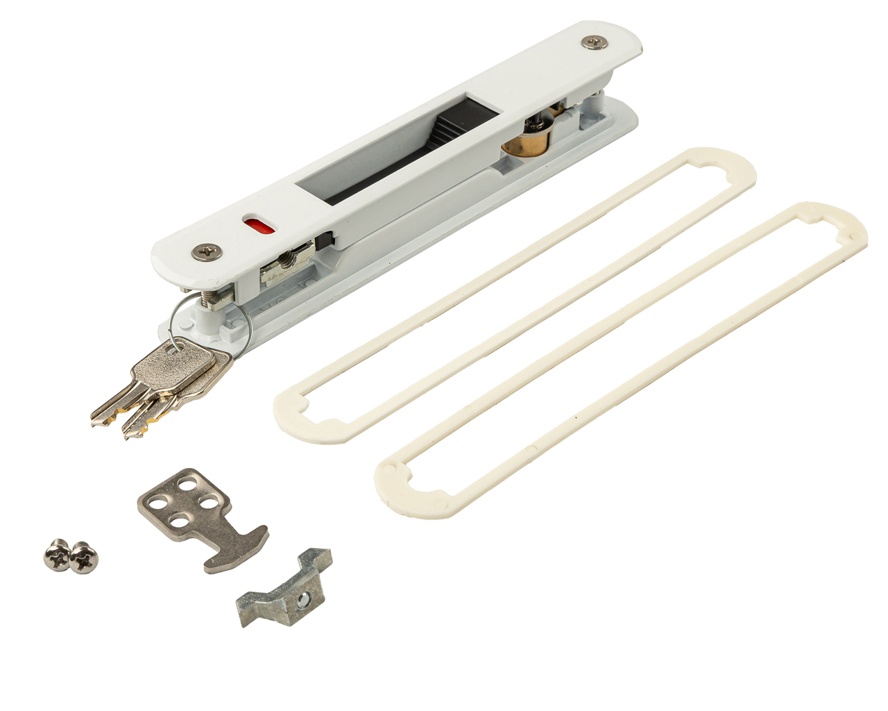 Двусторонняя балконная защелка с ключом,белая. Рис. 1