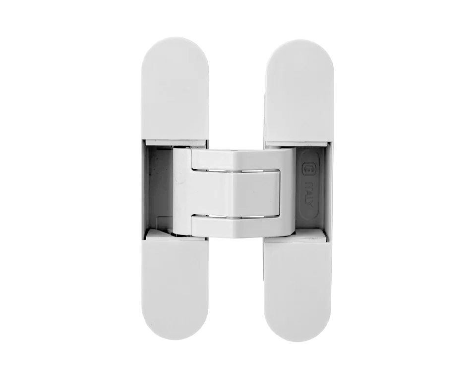 (1 кор.=2 петли) Петля скрытая ELEMENTIS, серия ITALY, универсальная, 3D, 120x27 мм, 60 кг, цамак, цвет  белый. Рис. 3