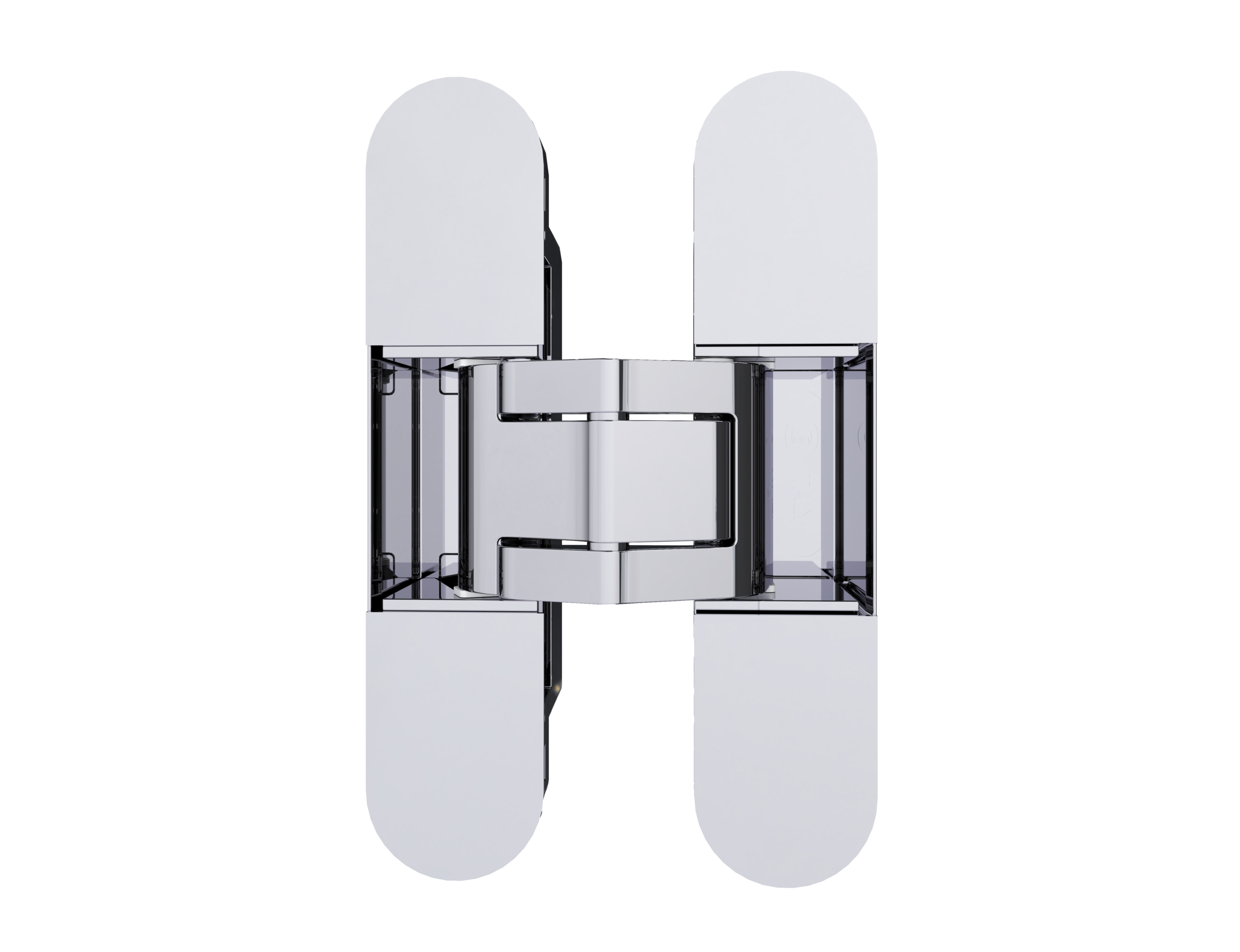 (1 кор.=2 петли) Петля скрытая ELEMENTIS, серия ITALY, универсальная, 3D, 120x27 мм, 60 кг, цамак, цвет хром полированный. Рис. 1