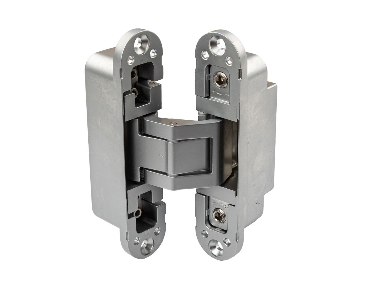 (1 кор.=2 петли) Петля скрытая ELEMENTIS, серия ITALY, универсальная, 3D, 120x27 мм, 60 кг, цамак, цвет серебро матовое. Рис. 3