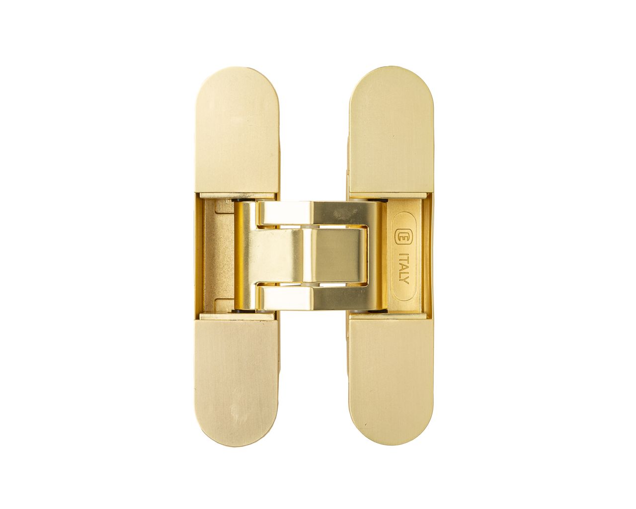 (1 кор.=2 петли) Петля скрытая ELEMENTIS, серия ITALY, универсальная, 3D, 120x27 мм, 60 кг, цамак, цвет золото матовое. Рис. 1 (1 кор.=2 петли) Петля скрытая ELEMENTIS, серия ITALY, универсальная, 3D, 120x27 мм, 60 кг, цамак, цвет золото матовое. Рис. 1