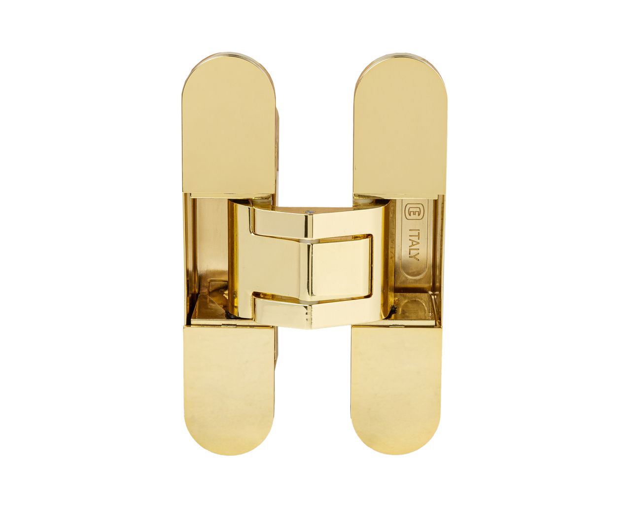 (1 кор.=2 петли) Петля скрытая ELEMENTIS, серия ITALY, универсальная, 3D, 120x27 мм, 60 кг, цамак, цвет золото полированное. Рис. 1 (1 кор.=2 петли) Петля скрытая ELEMENTIS, серия ITALY, универсальная, 3D, 120x27 мм, 60 кг, цамак, цвет золото полированное. Рис. 1