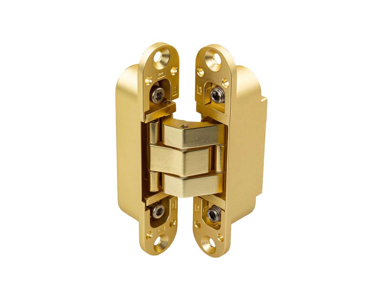 (1 кор.=2 петли) Петля скрытая ELEMENTIS, универсальная, 3D, 115x23 мм, 40 кг, цамак, золото матовое. Рис. 3 (1 кор.=2 петли) Петля скрытая ELEMENTIS, универсальная, 3D, 115x23 мм, 40 кг, цамак, золото матовое. Рис. 3