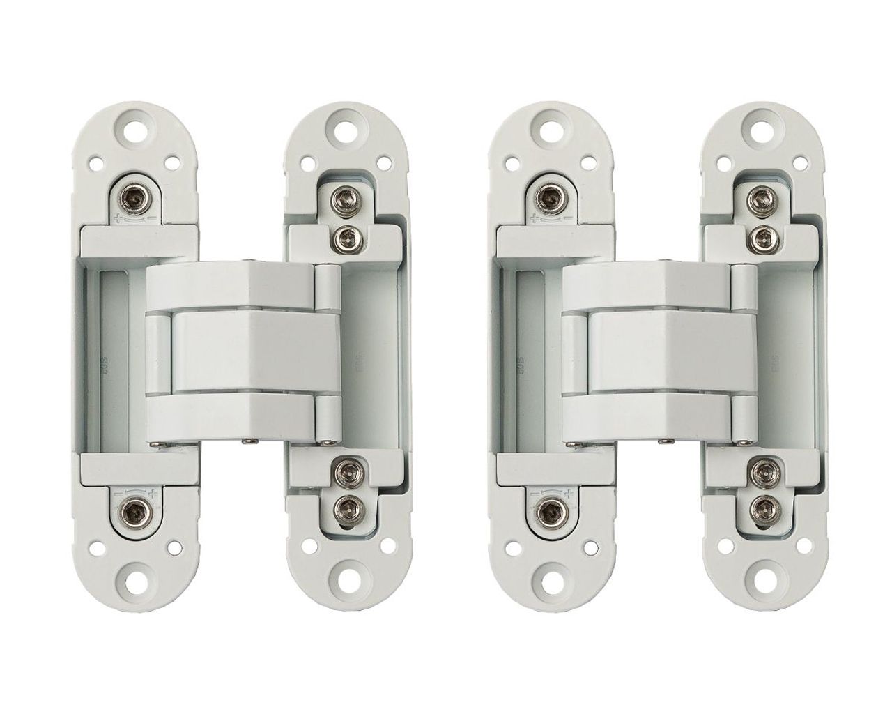 (1 кор.=2 петли) Петля скрытая ELEMENTIS, универсальная, 3D, 120x30 мм, 50 кг, цамак, белая матовая,. Рис. 3