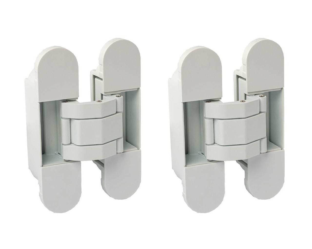 (1 кор.=2 петли) Петля скрытая ELEMENTIS, универсальная, 3D, 120x30 мм, 50 кг, цамак, белая матовая,. Рис. 1