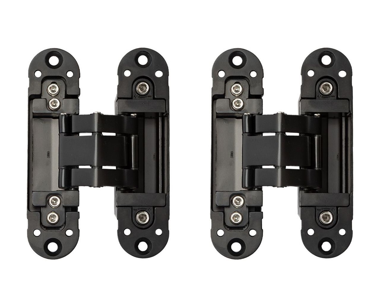 (1 кор.=2 петли)) Петля скрытая ELEMENTIS, универсальная, 3D, 120x30 мм, 50 кг, цамак, черная матовая,. Рис. 3