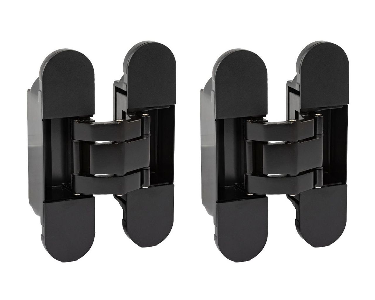 (1 кор.=2 петли)) Петля скрытая ELEMENTIS, универсальная, 3D, 120x30 мм, 50 кг, цамак, черная матовая,. Рис. 1