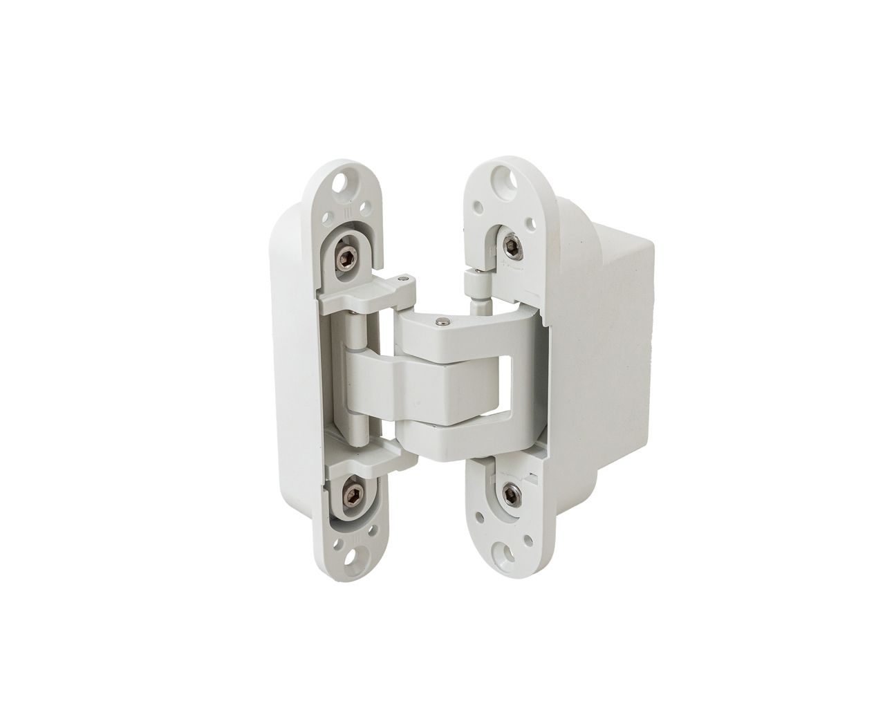 (1 кор.=2 петли) Петля скрытая ELEMENTIS, универсальная, 3D, 130x25/32 мм, 80 кг, цамак, белый матовый. Рис. 3