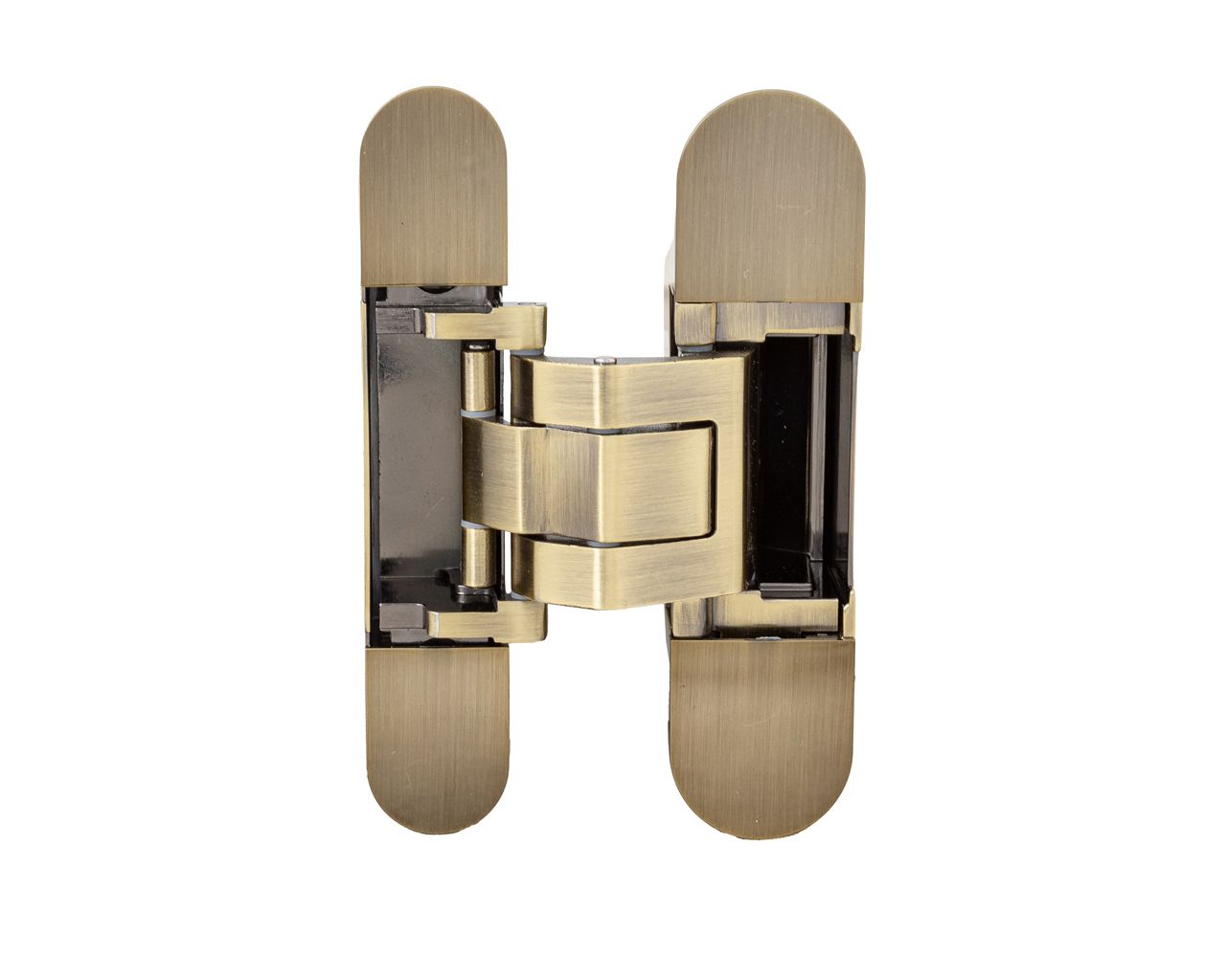 (1 кор.=2 петли) Петля скрытая ELEMENTIS, универсальная, 3D, 130x25/32 мм, 80 кг, цамак, бронза античная. Рис. 1