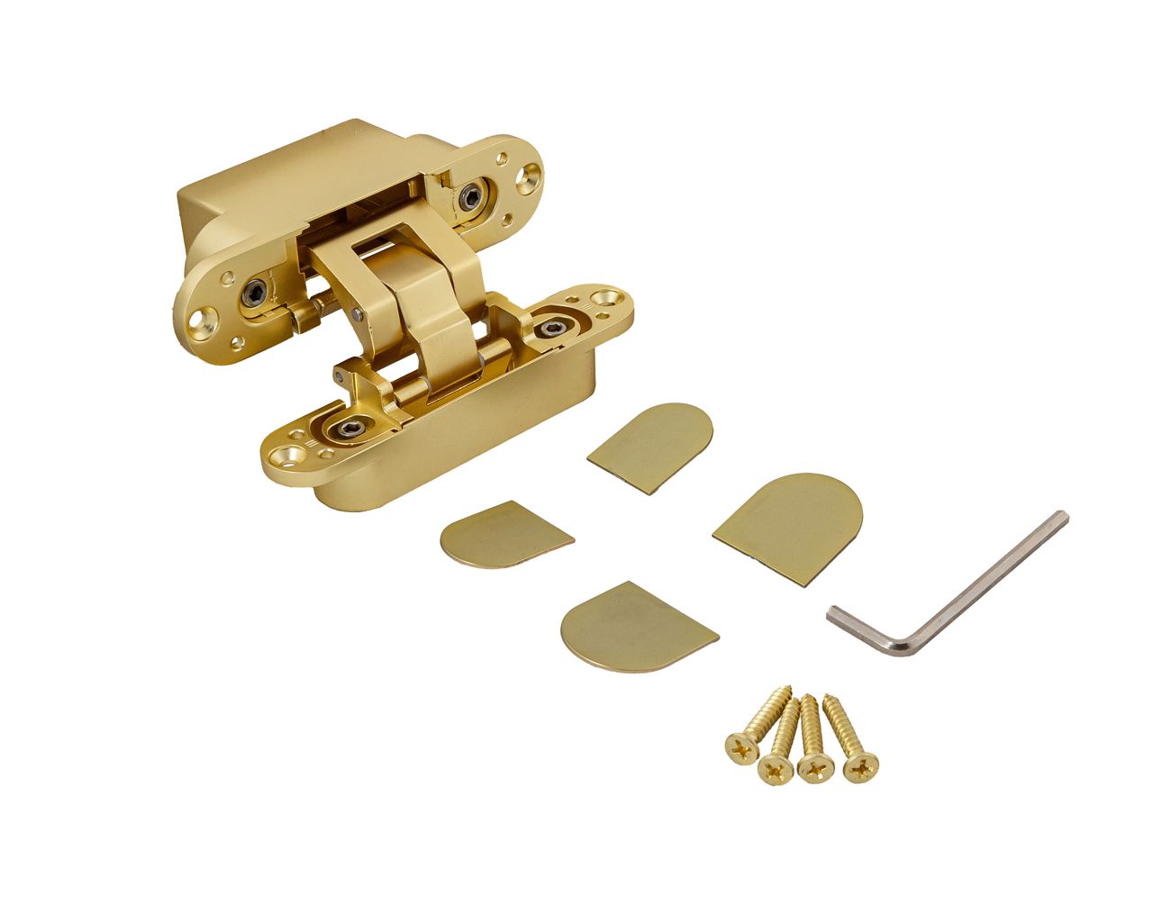 (1 кор.=2 петли) Петля скрытая ELEMENTIS, универсальная, 3D, 130x25/32 мм, 80 кг, цамак, золото матовое. Рис. 2 (1 кор.=2 петли) Петля скрытая ELEMENTIS, универсальная, 3D, 130x25/32 мм, 80 кг, цамак, золото матовое. Рис. 2