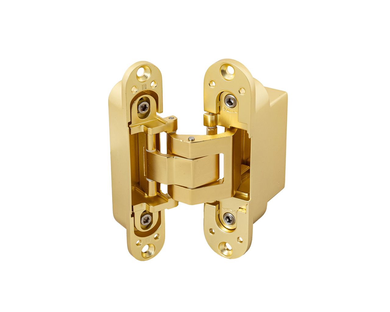 (1 кор.=2 петли) Петля скрытая ELEMENTIS, универсальная, 3D, 130x25/32 мм, 80 кг, цамак, золото матовое. Рис. 3