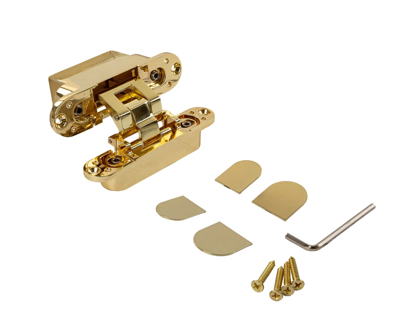 (1 кор.=2 петли) Петля скрытая ELEMENTIS, универсальная, 3D, 130x25/32 мм, 80 кг, цамак, золото полированное. Рис. 2