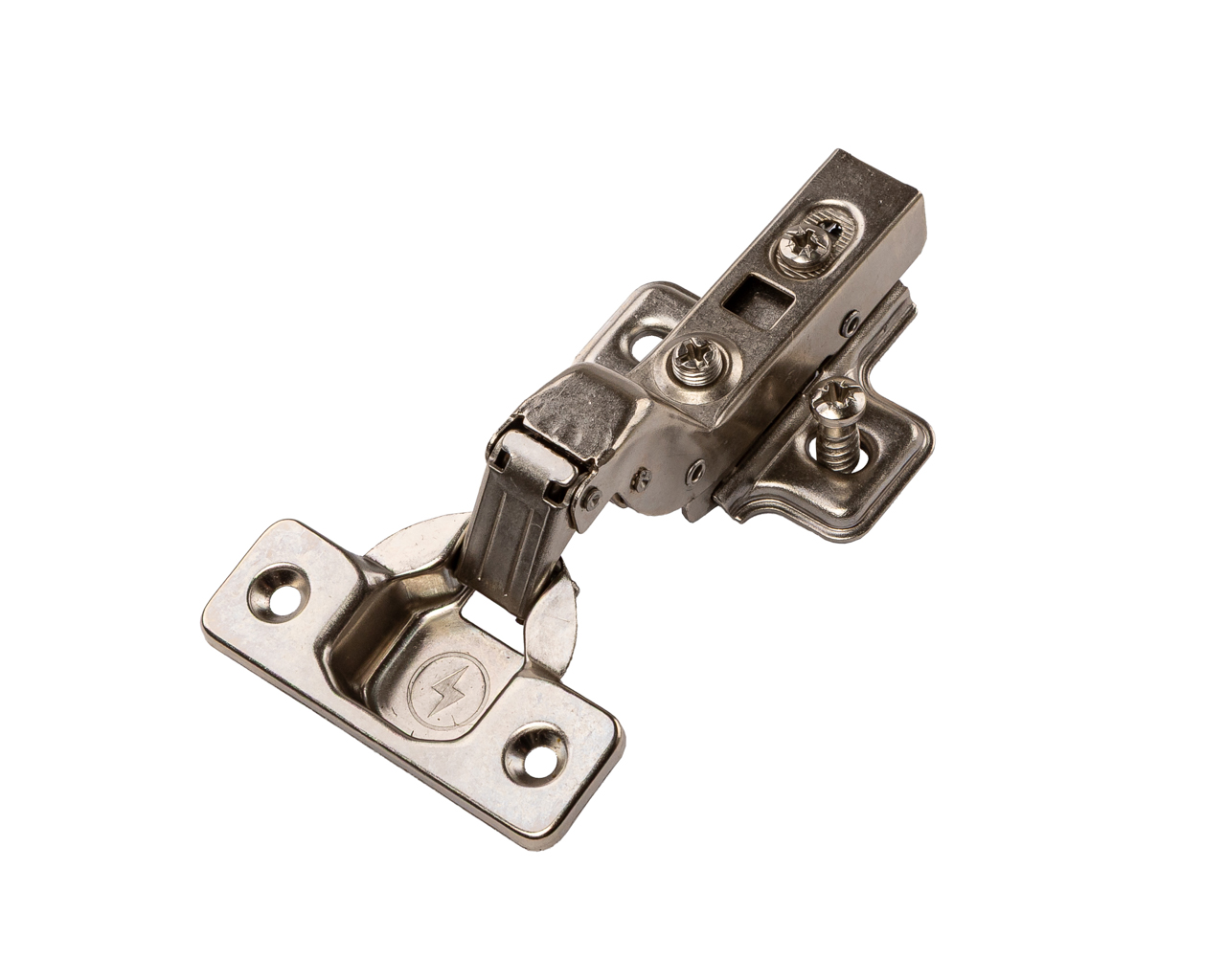 Петля вкладная Clip-On с доводчиком, 84 гр, с монтажной планкой H=2 мм в сборе, с предустановленными евровинтами, 45 мм, 35 мм чашка. Рис. 1