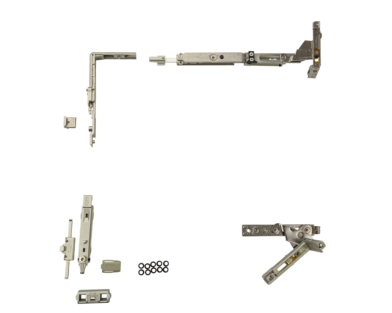 Комплект поворотно-откидной (скрытые петли + запорные элементы), 90°, 370-510 мм, V.01, правый, 80 кг. Рис. 1