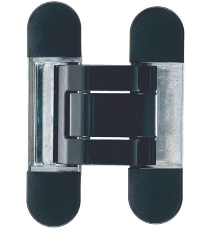 Петля дверная скрытая универсальная, 3D, 120х29 мм, 60 кг, черный, с 4 пласт. колпачками. Рис. 1