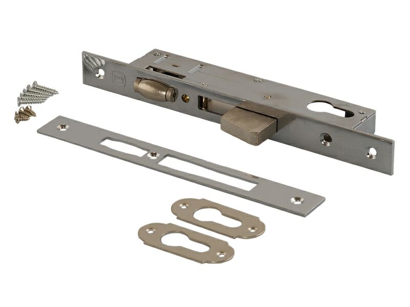 Замок ELEMENTIS с выпадающим ригелем с роликовой защелкой с ответной планкой и накладками без ПЦ, 725BR/F24/25/85. Рис. 1