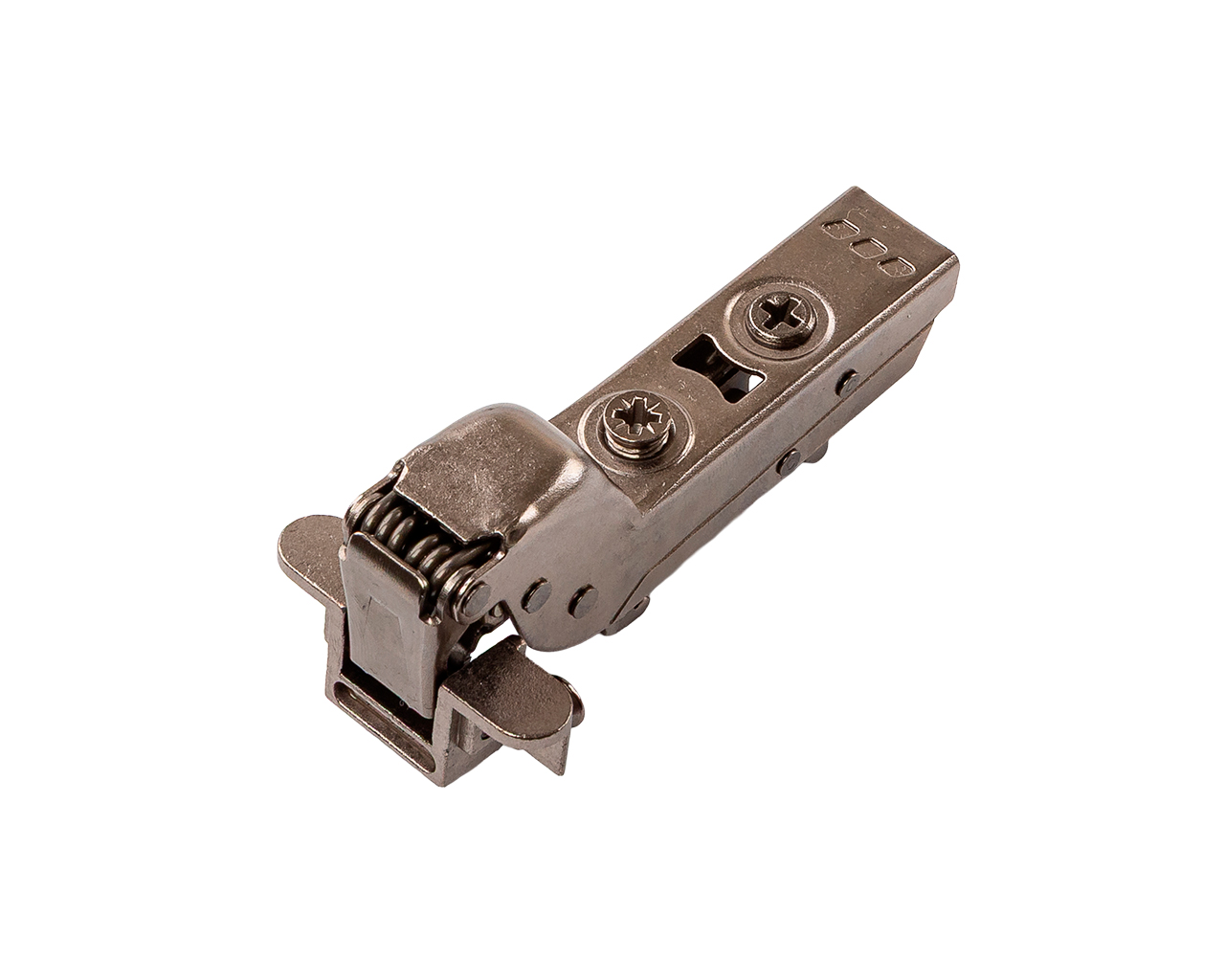 Петля для вкладных дверей с фасадом из алюминиевой рамки Alphalux Titan Clip-On, c доводчиком, угол открывания 100°, титан. Рис. 3