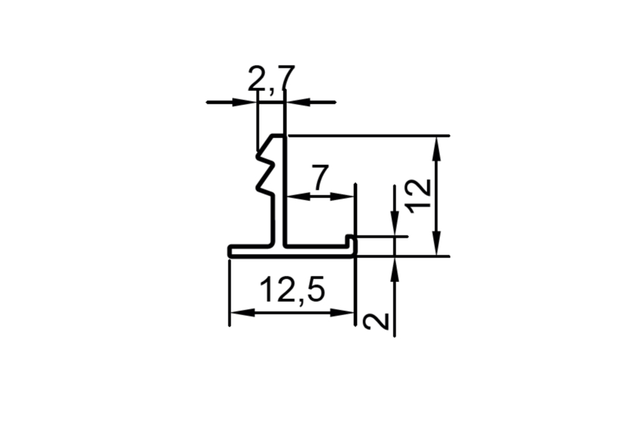 Профиль кромка дверного полотна, алюминий, L=3100 мм, серебро. Рис. 1 Профиль кромка дверного полотна, алюминий, L=3100 мм, серебро. Рис. 1