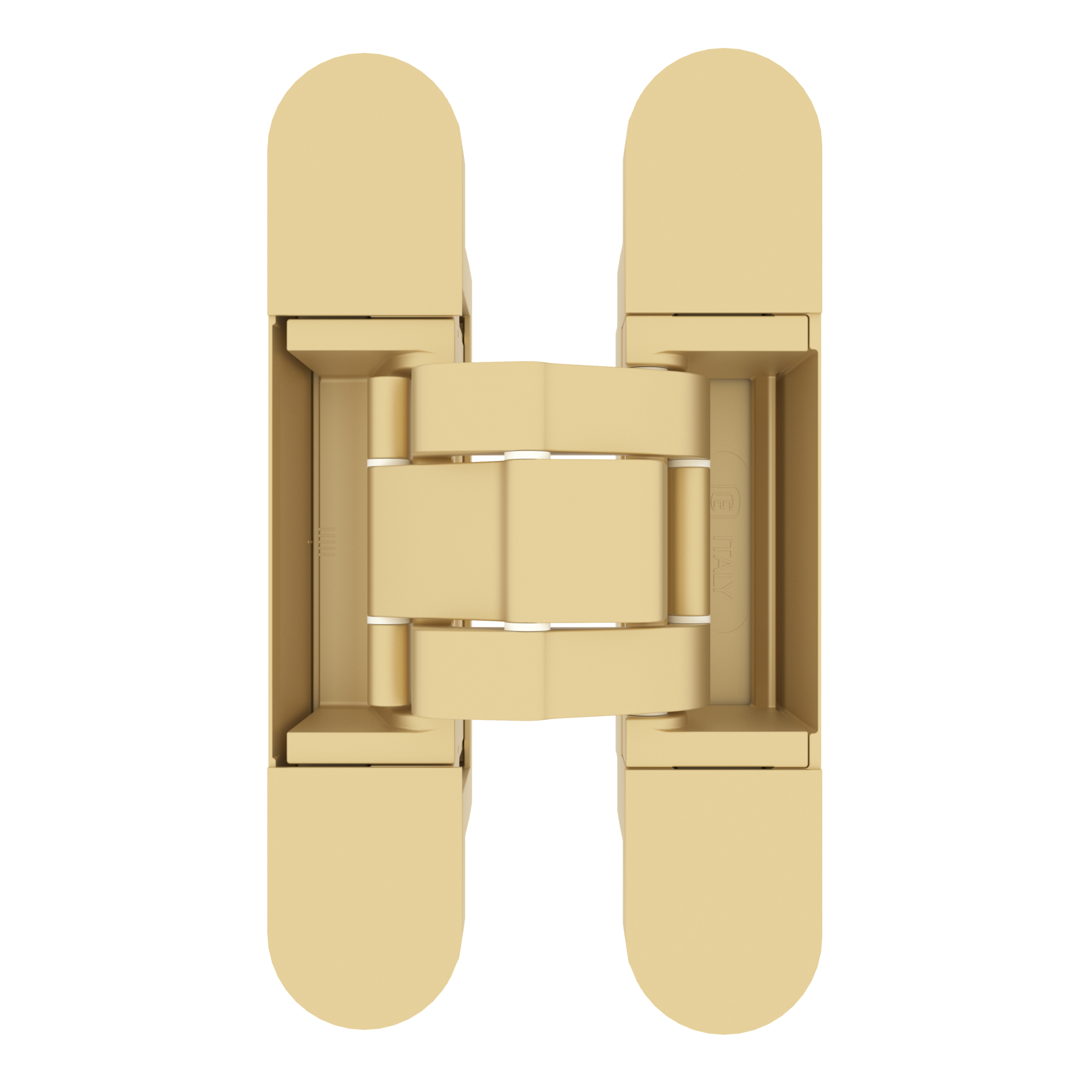 (1 кор.=2 петли) Петля скрытая ELEMENTIS, серия ITALY,, универсальная, 3D, 135x27 мм, 60 кг, цамак, цвет золото матовое. Рис. 1