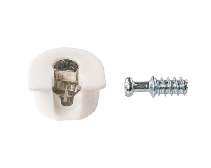 Стяжка-полкодерж. д/плиты 16 мм, +дюбель L=11 мм FIRMAX, белая. Рис. 1 Стяжка-полкодерж. д/плиты 16 мм, +дюбель L=11 мм FIRMAX, белая. Рис. 1