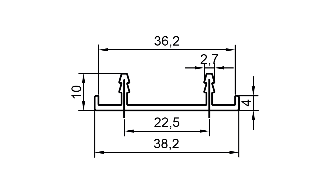 Профиль кромка дверного полотна, алюминий, L=6100 мм, серебро.. Рис. 3