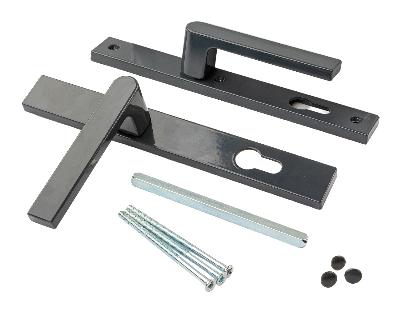 Гарнитур нажимной подпружиненный 32/92 (3 винта), антрацит RAL7016. Рис. 1 Гарнитур нажимной подпружиненный 32/92 (3 винта), антрацит RAL7016. Рис. 1