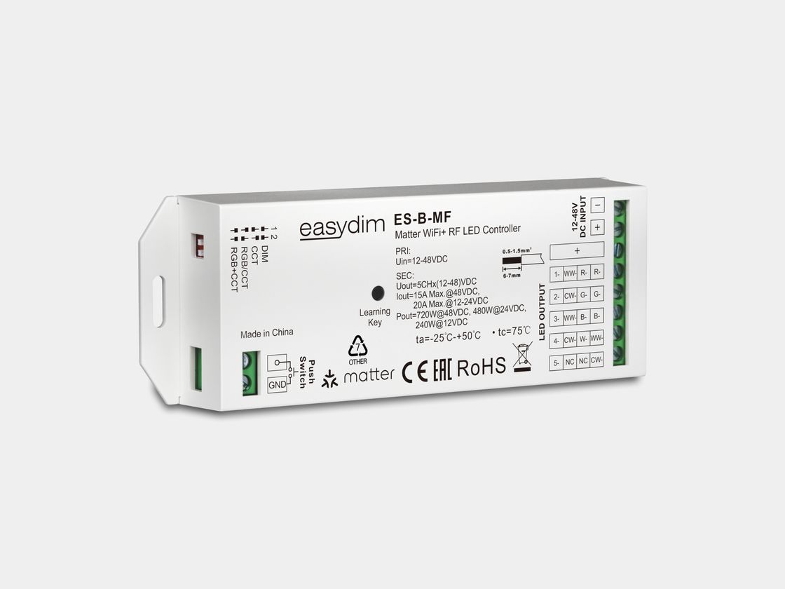 Контроллер EasyBus, для лент White/MIX-Whte (CCT), поддержка Matter, 4А/24V. Рис. 1