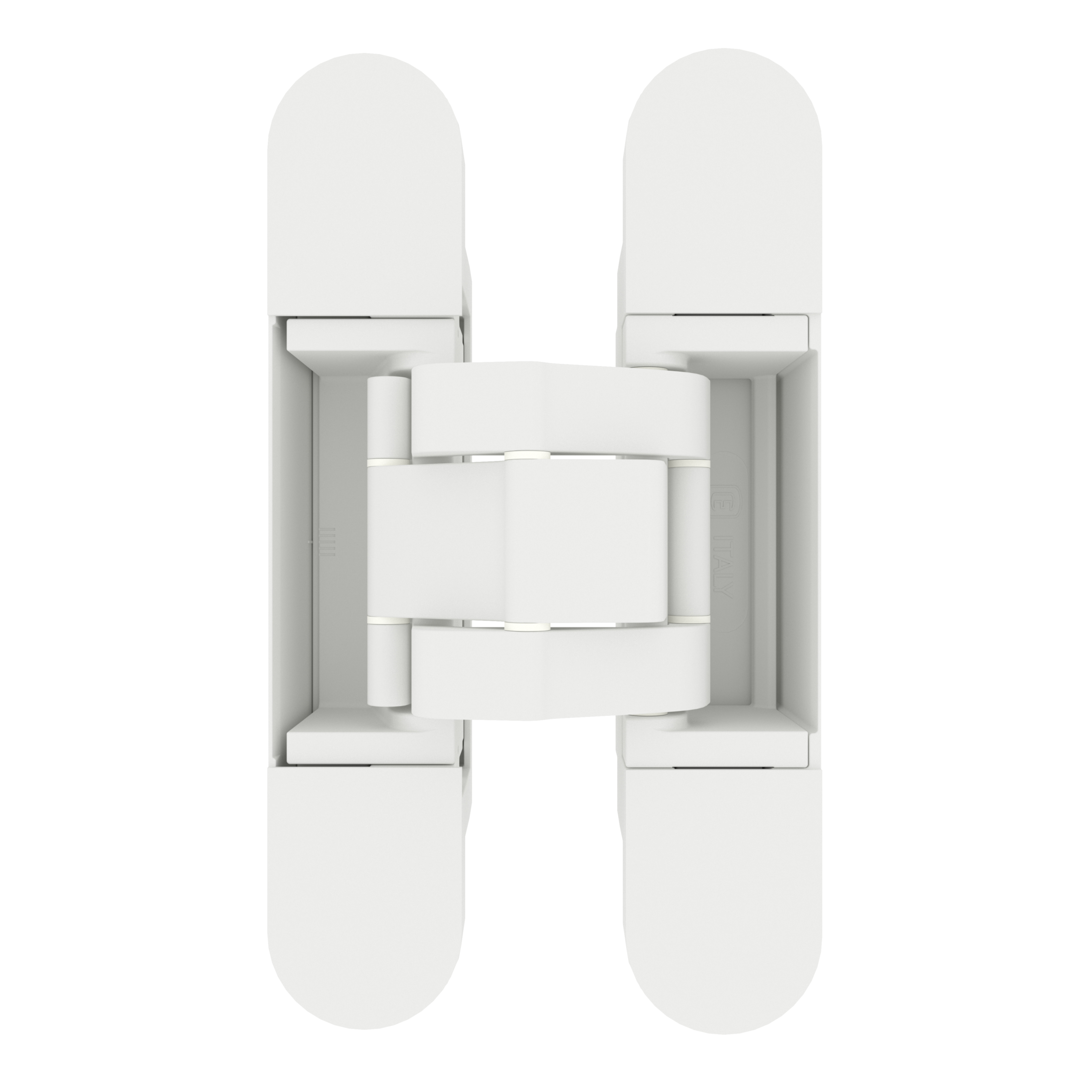 (1 кор.=2 петли) Петля скрытая ELEMENTIS, серия ITALY,, универсальная, 3D, 135x27 мм, 60 кг, цамак, цвет матовый белый. Рис. 1
