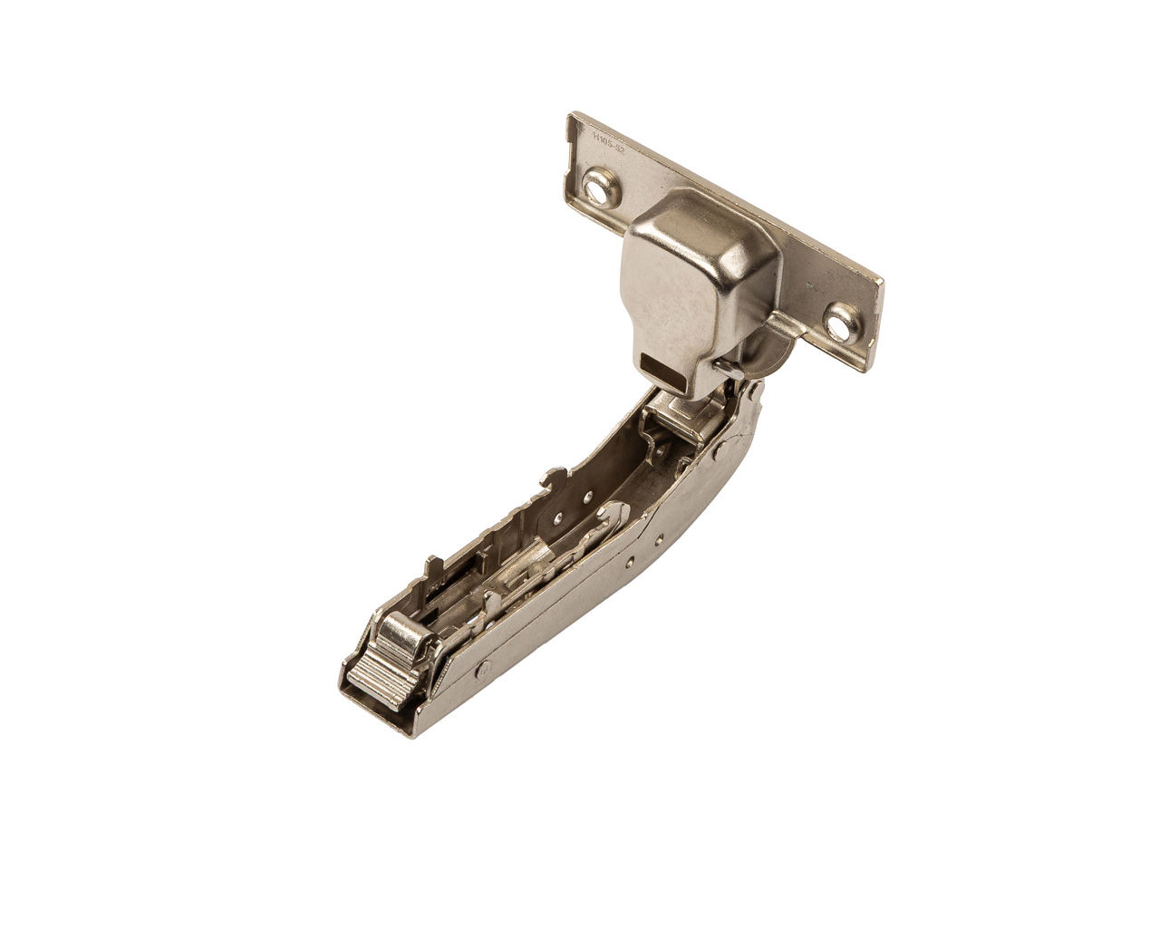 Петля для угловых дверей +90° Alphalux Clip-On, без доводчика, угол открывания 100°, 52 мм, чашка 35 мм, никель. Рис. 2 Петля для угловых дверей +90° Alphalux Clip-On, без доводчика, угол открывания 100°, 52 мм, чашка 35 мм, никель. Рис. 2