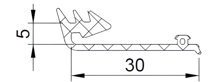 Уплотнитель  наружный скрытой створки, 80 м, EPDM, черный. Рис. 1