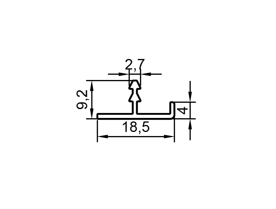 Профиль кромка дверного полотна, алюминий, L=3100 мм, черный. Рис. 1 Профиль кромка дверного полотна, алюминий, L=3100 мм, черный. Рис. 1