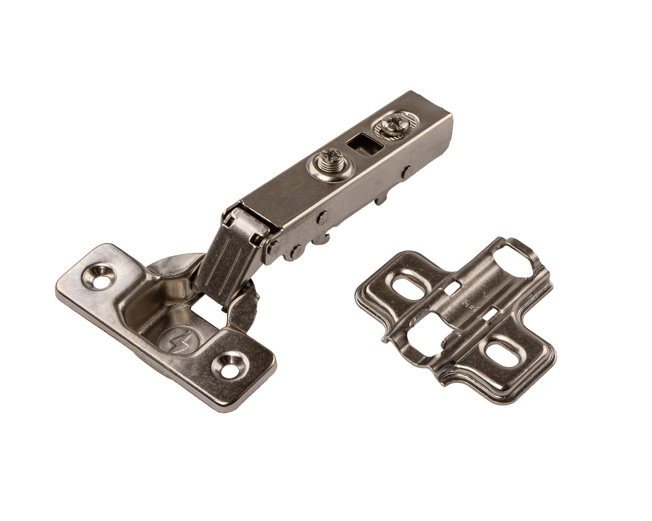 Петля накладная Clip-On с доводчиком, 84 гр, с монтажной планкой H=2 мм в сборе, под саморез, 45 мм, 35 мм чашка. Рис. 1