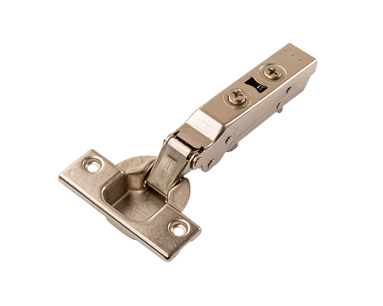 Петля для Накладных дверей Alphalux Clip-On, Soft-Close, угол открывания 100°, 48 мм, чашка 35 мм, никель. Рис. 1