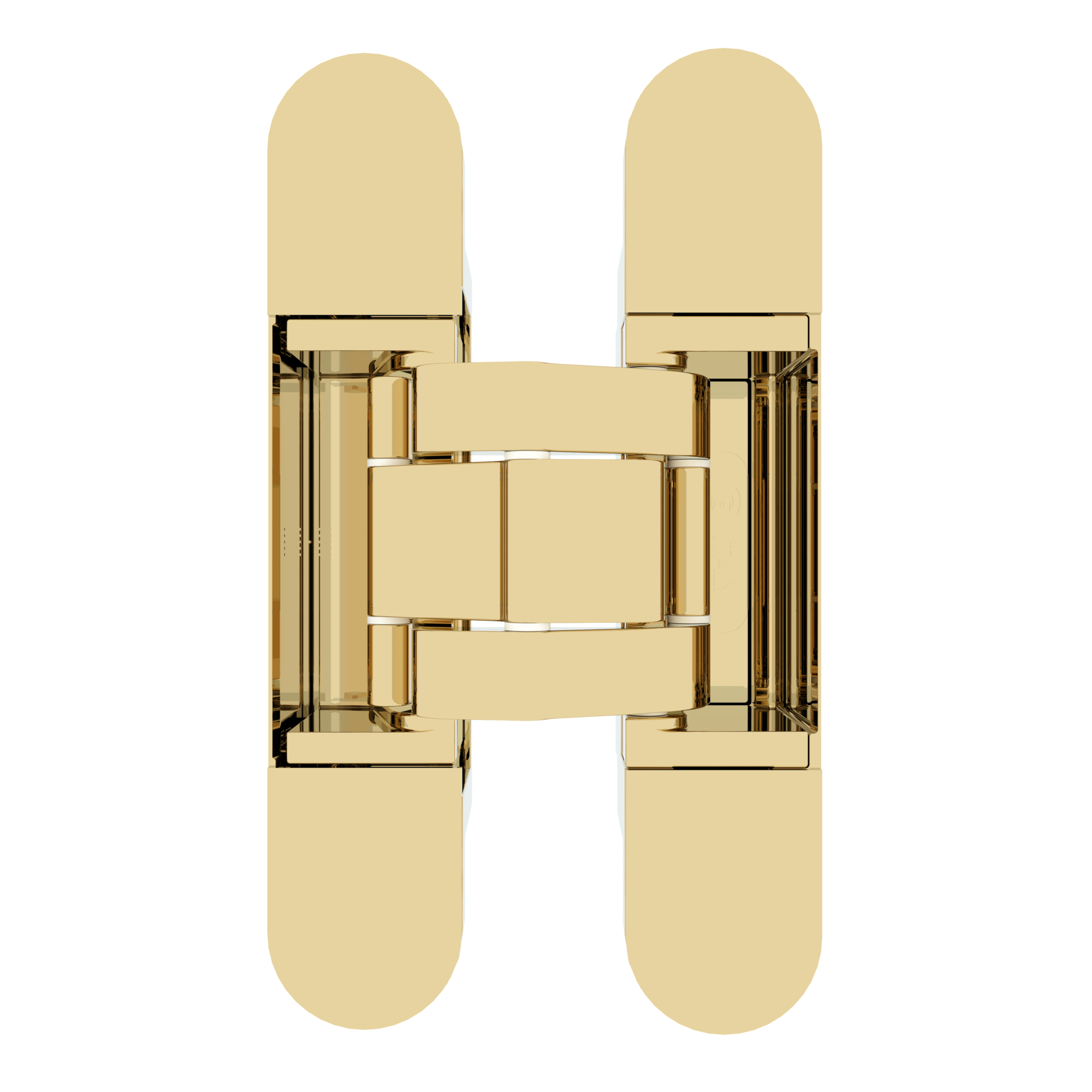 (1 кор.=2 петли) Петля скрытая ELEMENTIS, серия ITALY,, универсальная, 3D, 135x27 мм, 60 кг, цамак, цвет золото полированное. Рис. 1