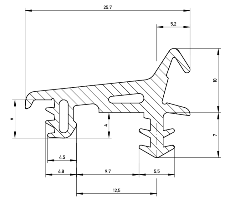 Уплотнитель для деревянных евроокон DEVENTER, ТЭП, черный RAL 9004. Рис. 2
