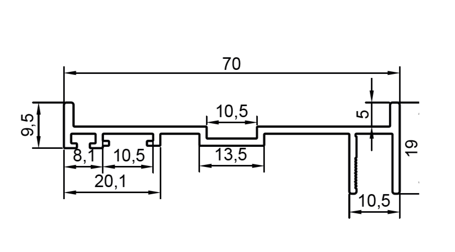 Профиль-наличник, алюминий, L=6100 мм, черный. Рис. 1 Профиль-наличник, алюминий, L=6100 мм, черный. Рис. 1