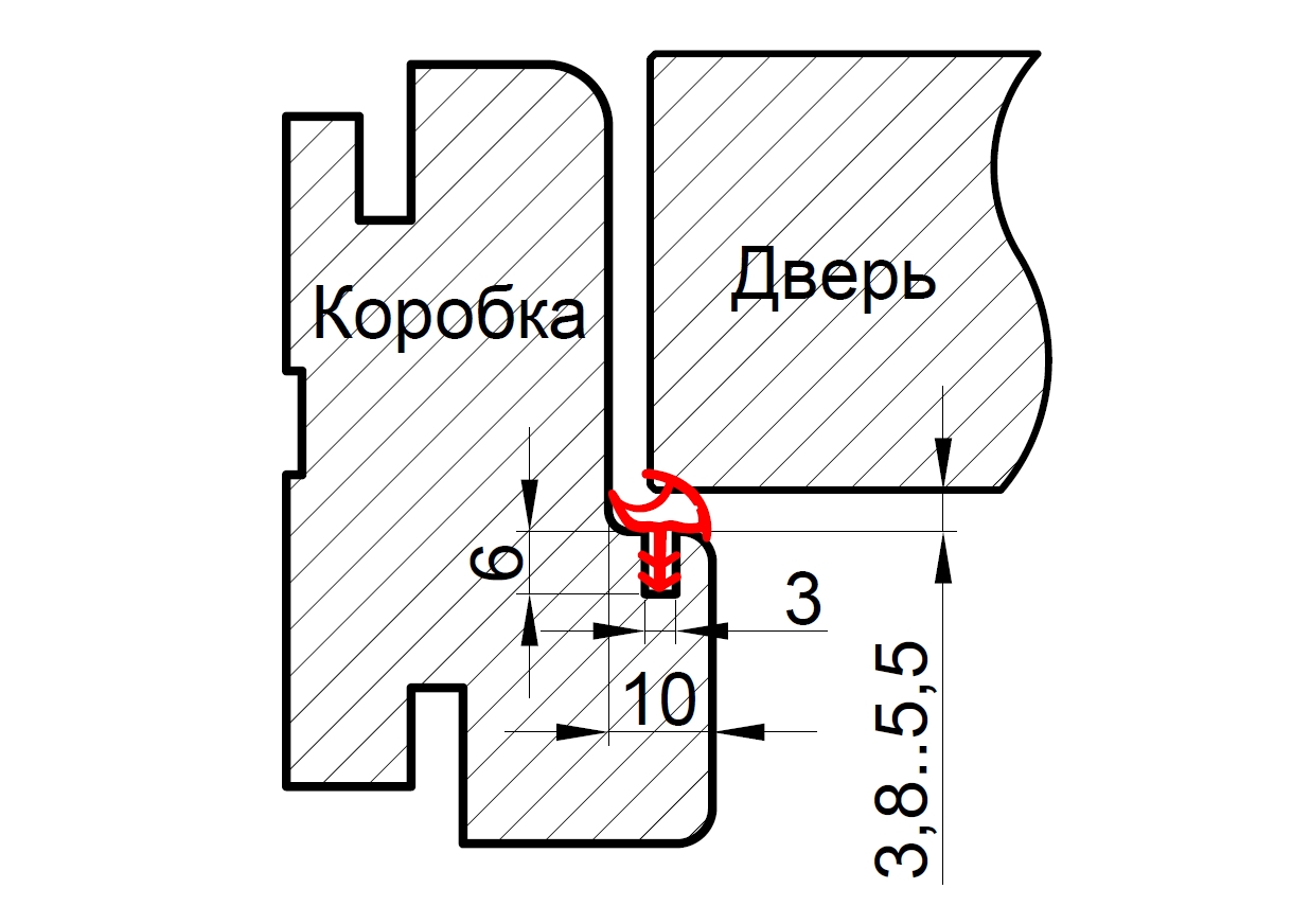 Уплотнитель контурный для межкомнатных дверей DEVENTER, ТЭП, натуральный. Рис. 3 Уплотнитель контурный для межкомнатных дверей DEVENTER, ТЭП, натуральный. Рис. 3
