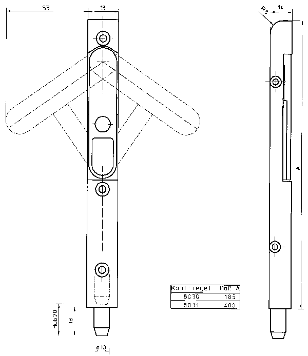 3128260 Шпингалет дверной, для врезки, универсальный, оцинкованный. Рис. 2