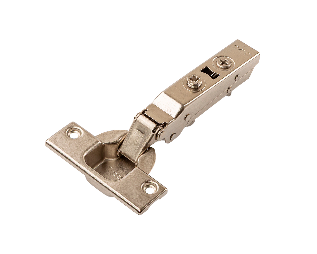 Петля для Накладных дверей Alphalux Clip-On, Soft-Close, угол открывания 100°, 52 мм, чашка 35 мм, никель. Рис. 1