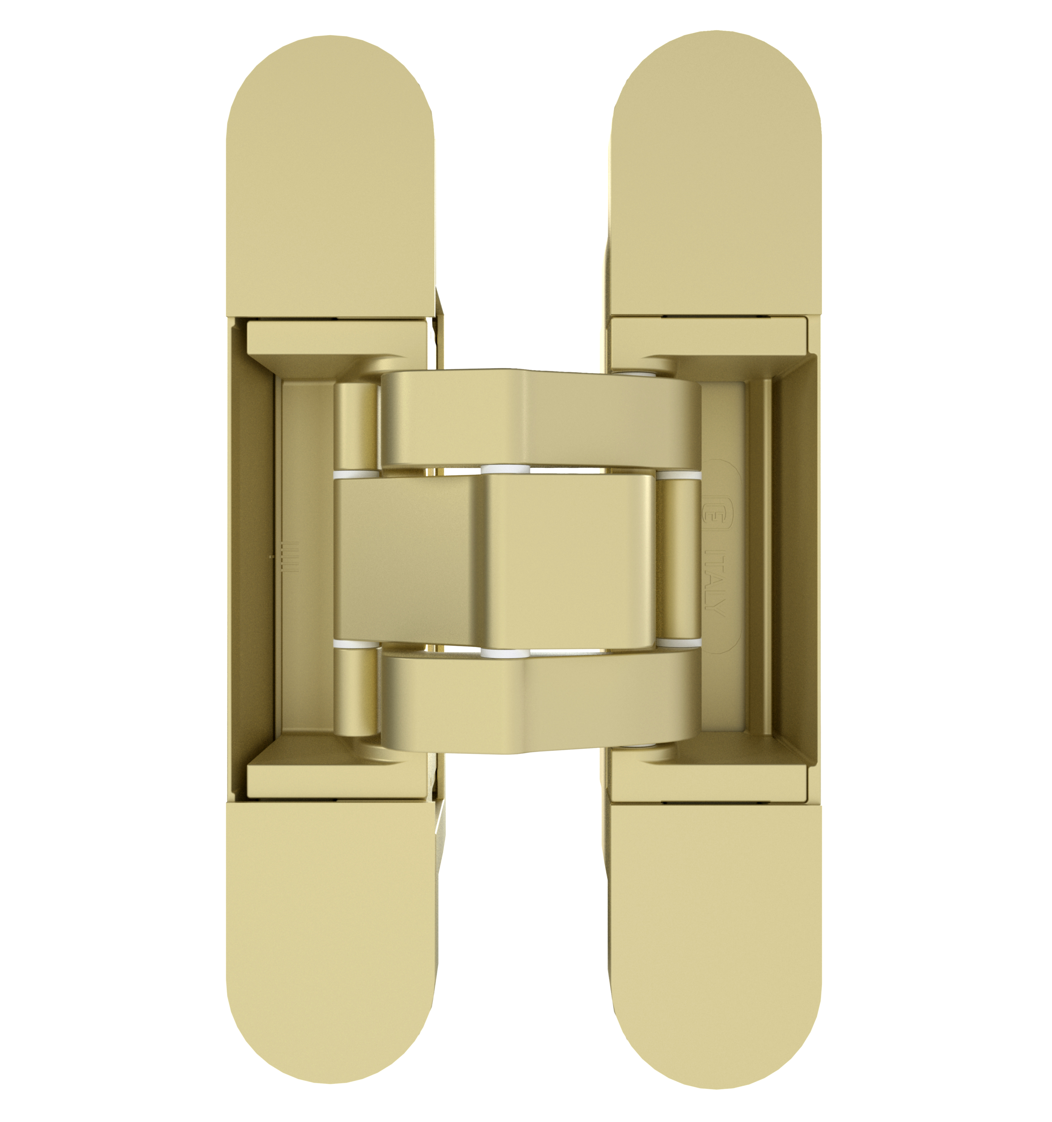 (1 кор.=2 петли) Петля скрытая ELEMENTIS, серия ITALY,, универсальная, 3D, 135x27 мм, 60 кг, цамак, цвет золото матовое. Рис. 1