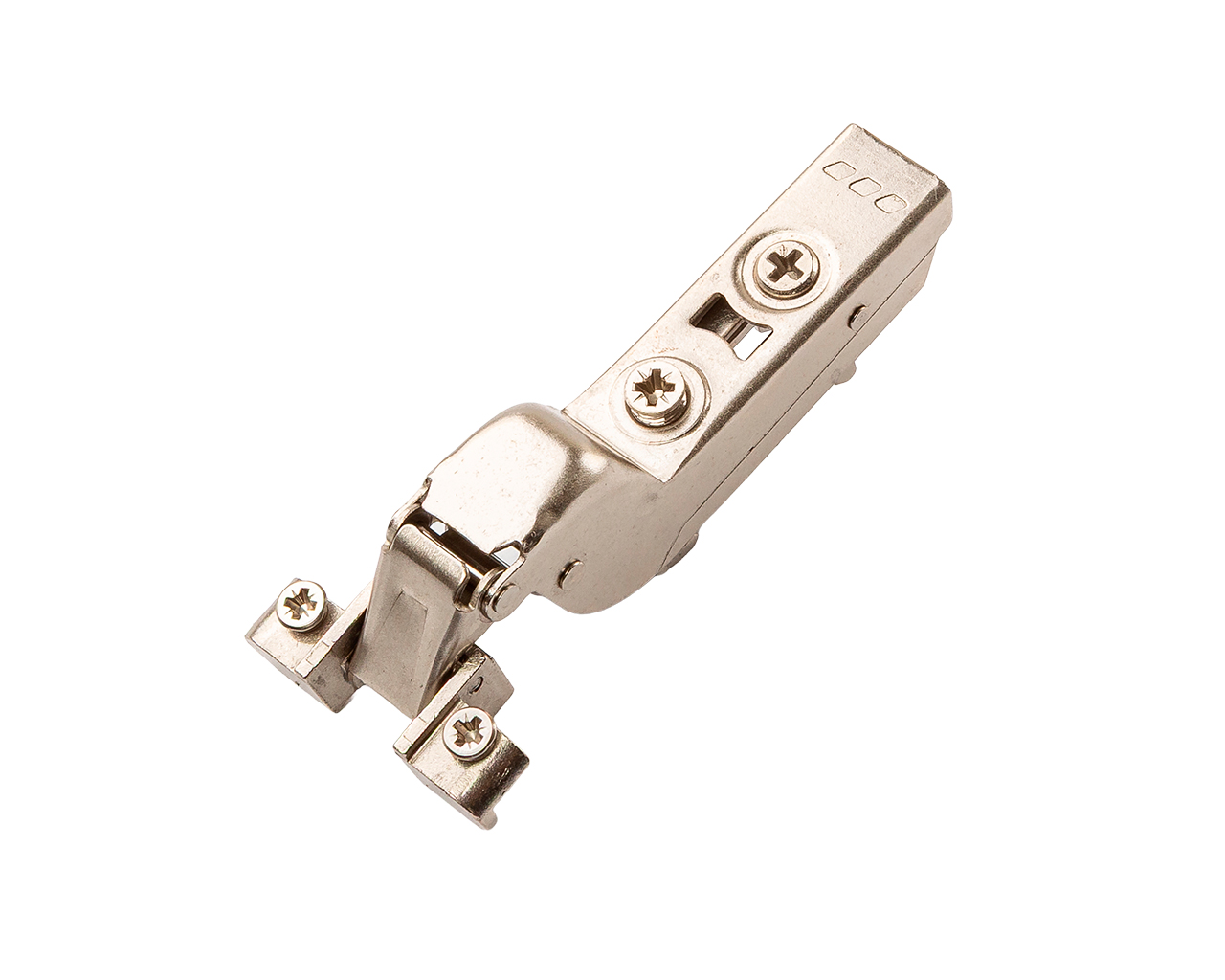 Петля для вкладных дверей с фасадом из алюминиевой рамки Alphalux Clip-On, без пружины, угол открывания 100°, чашка 35 мм, никель. Рис. 1