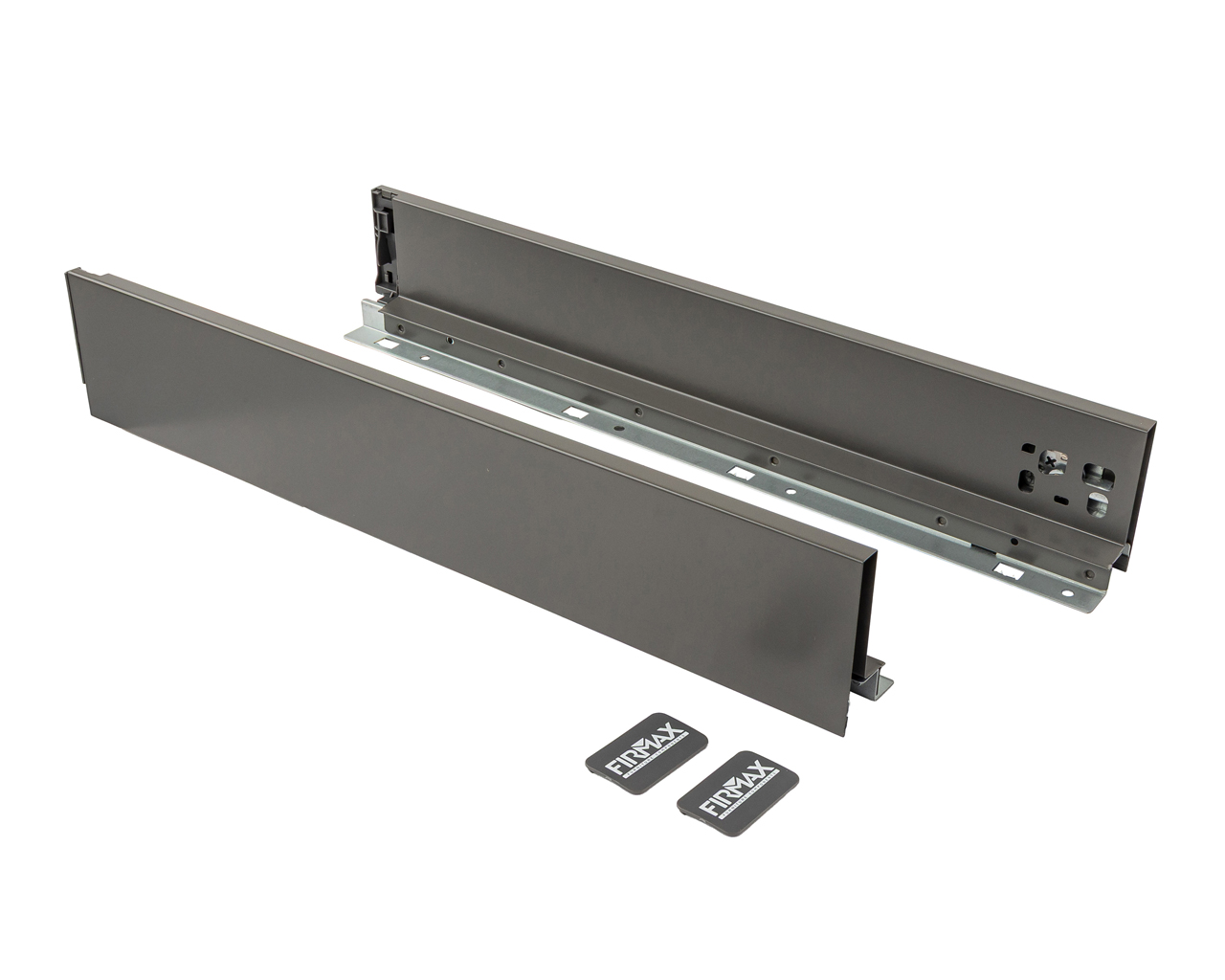 Комплект боковин Firmax высотой 84 мм длина 500 мм (левая, правая, декоративные заглушки 2шт) для ящика Smartline, антрацит. Рис. 1