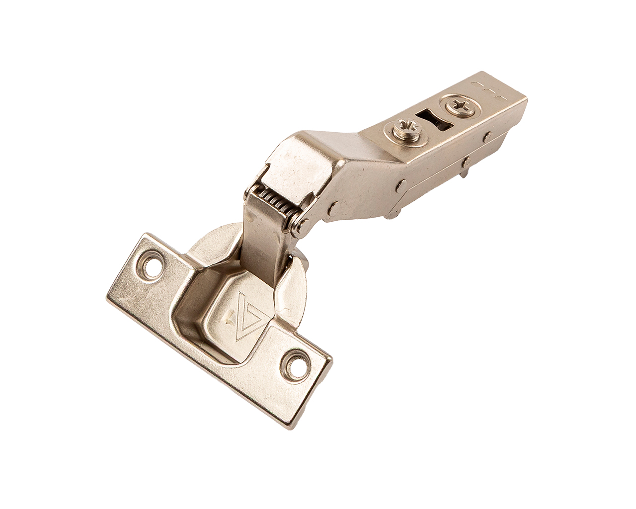 Петля для Угловых +45 дверей Alphalux Clip-On, Soft-Close, с евровинтами 6,3*10 мм в чашке, угол открывания 100°, 52 мм, чашка 35 мм, никель. Рис. 1 Петля для Угловых +45 дверей Alphalux Clip-On, Soft-Close, с евровинтами 6,3*10 мм в чашке, угол открывания 100°, 52 мм, чашка 35 мм, никель. Рис. 1