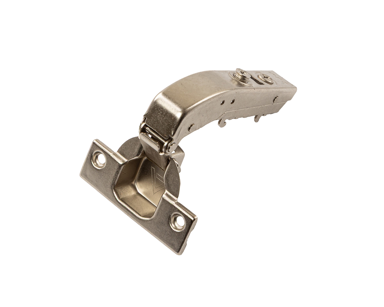 Петля для угловых дверей +90° Alphalux Clip-On, без пружины, угол открывания 100°, 48 мм, чашка 35 мм, никель. Рис. 1