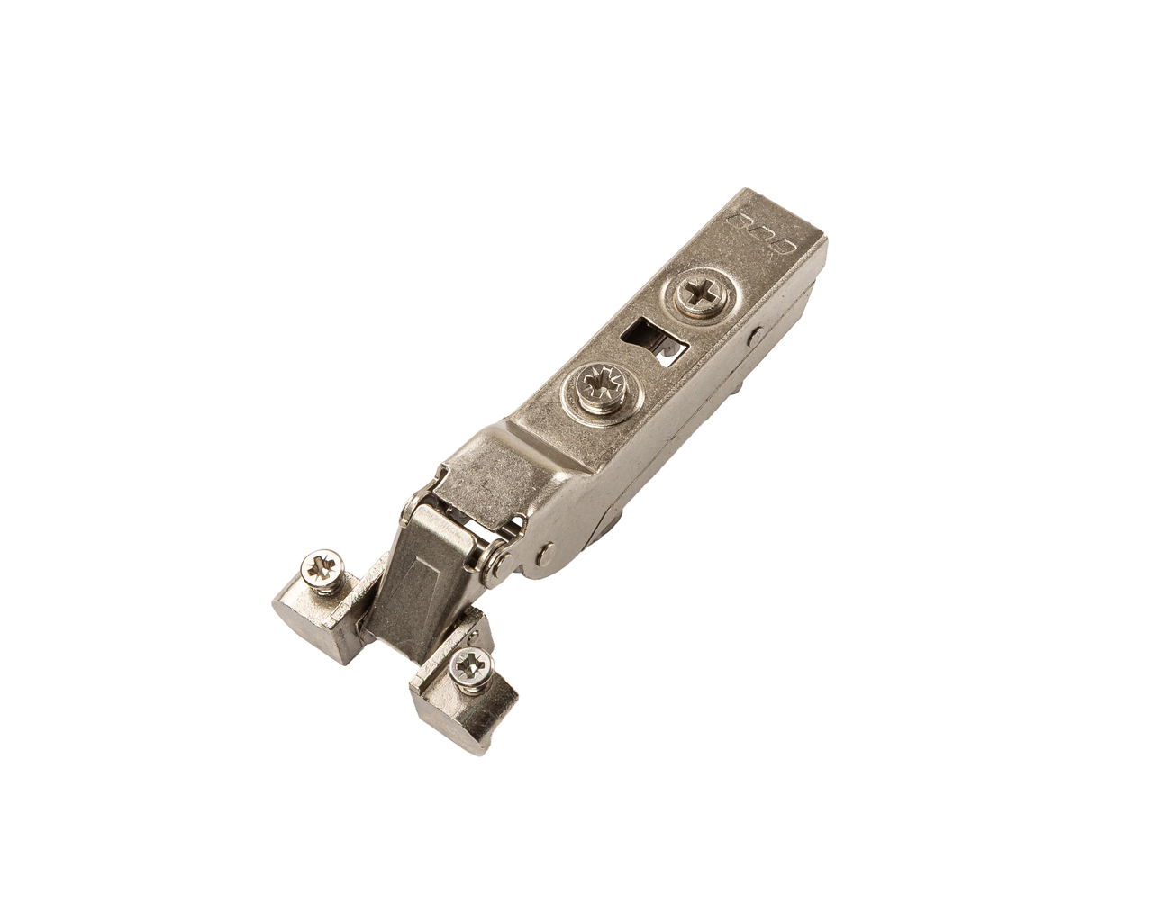 Петля для смежных дверей с фасадом из алюминиевой рамки Alphalux Clip-On, без пружины, угол открывания 100°, чашка 35 мм, никель. Рис. 1