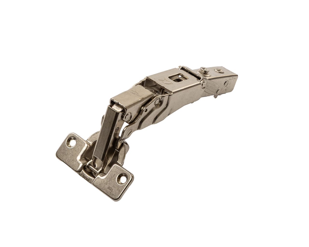 Петля для накладных дверей Alphalux Alpha Clip-On, Soft-Close, угол открывания 155°, 52 мм, чашка 35 мм, никель. Рис. 1