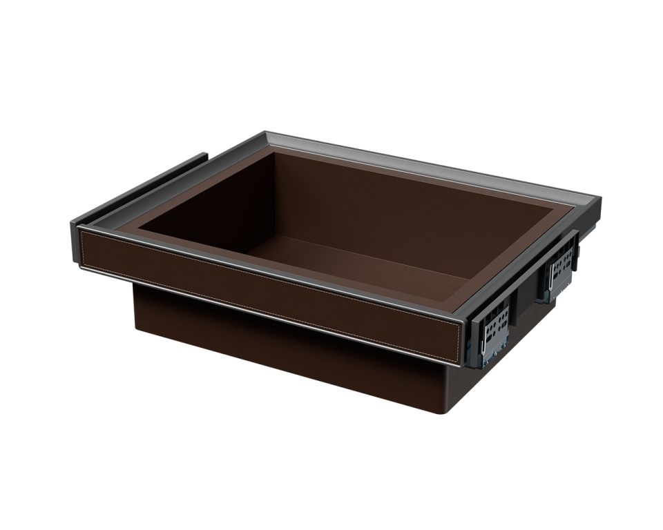 ALPHALUX Aiden Выдвижная корзина в базу 600 мм, 564х430х140 (ШхГхВ), экокожа, темно-коричневый. Рис. 1