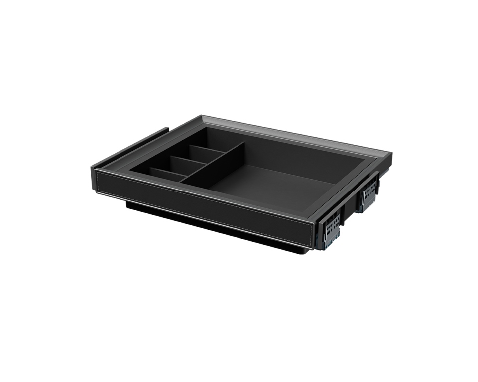 ALPHALUX Aiden Выдвижной лоток для аксессуаров в базу 600 мм, 564х420х133 (ШхГхВ), экокожа, темно-серый