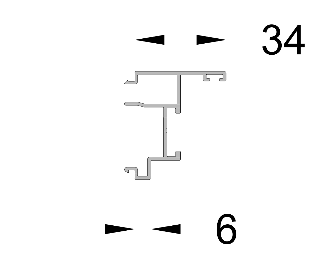Адаптер для стоек 6/34 мм ALUMARK  6м неокрас. Рис. 1